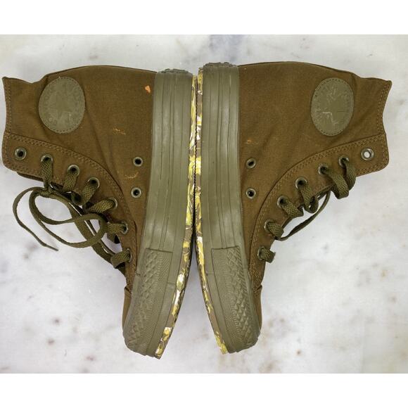 Converse Sneakers Womens 7 Chuck Taylor CT Army Green Lift Platform Hi Casual - Picture 6 of 12